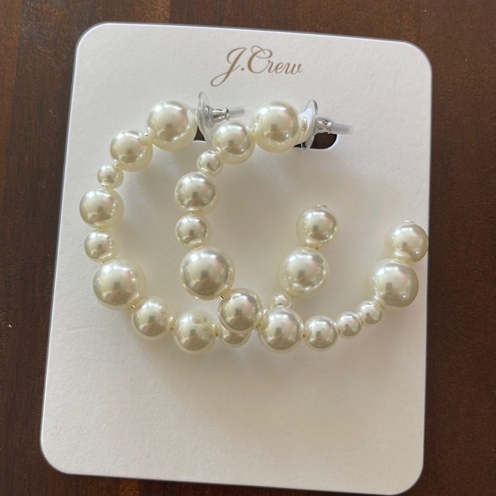 J. Crew Pearl Hoops. Hypoallergenic